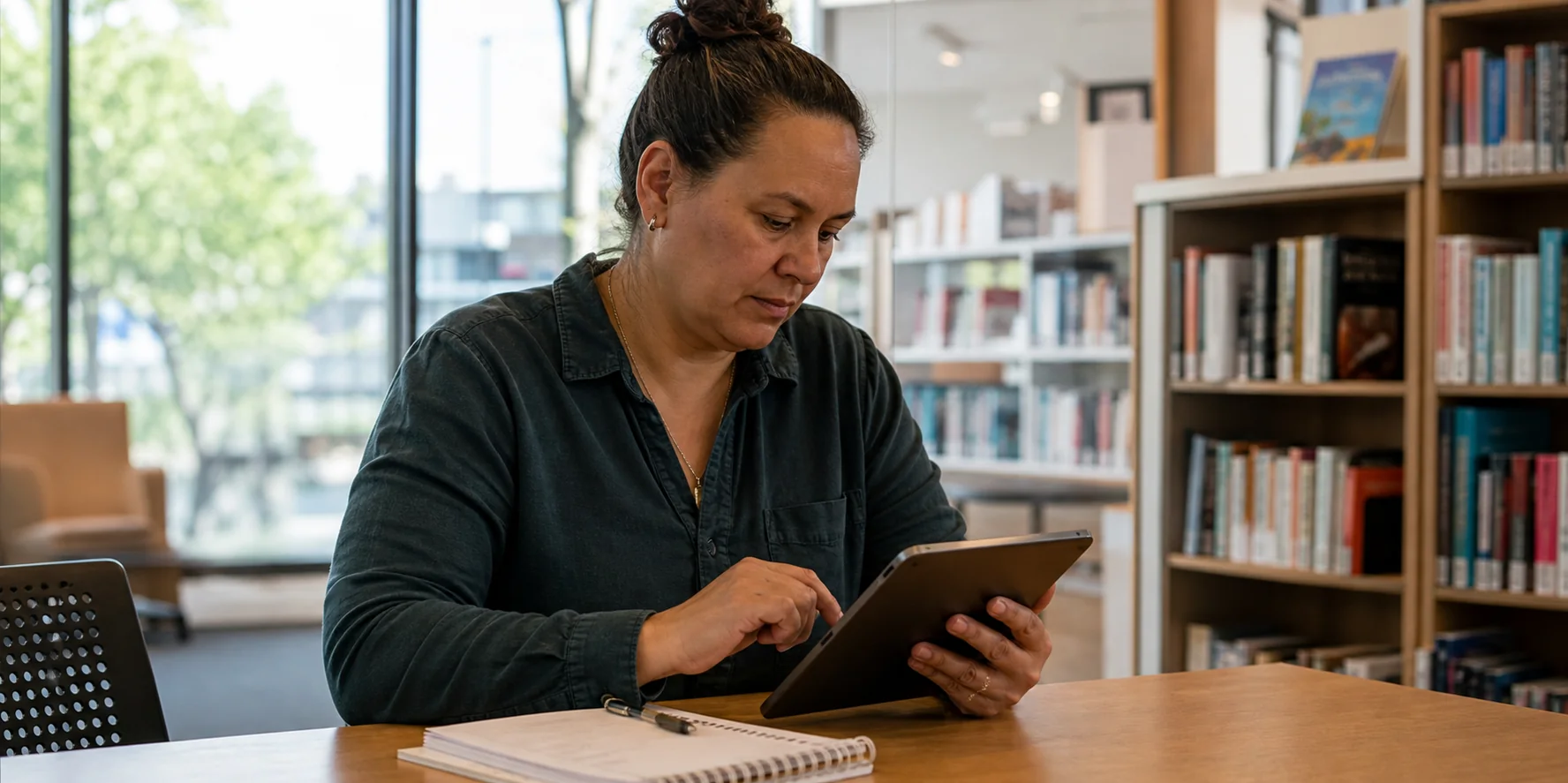 An independent provider checking participant and invoice details on a tablet before sending